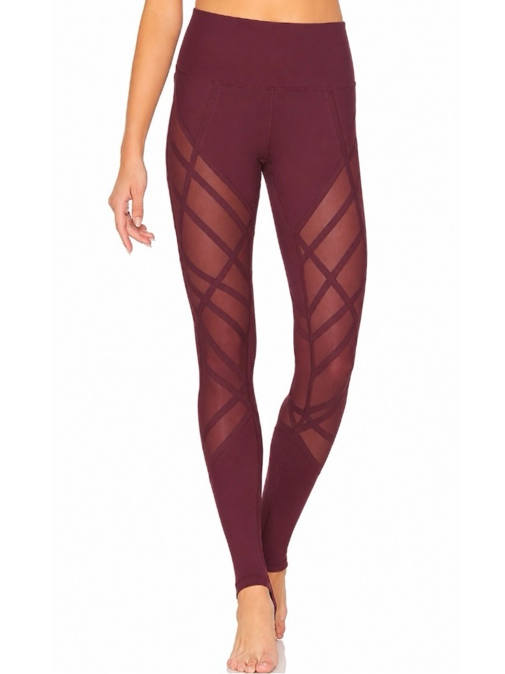 Alo Yoga Mesh Wrapped Stirrup Legging Burgundy
